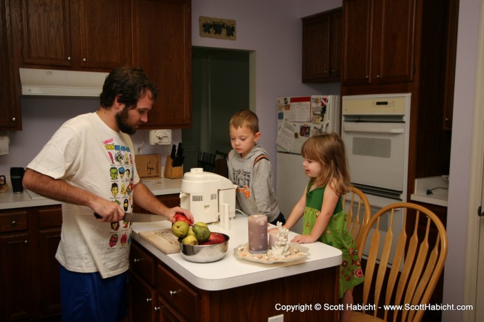 My brother came over with the kids, and I made fresh juice.