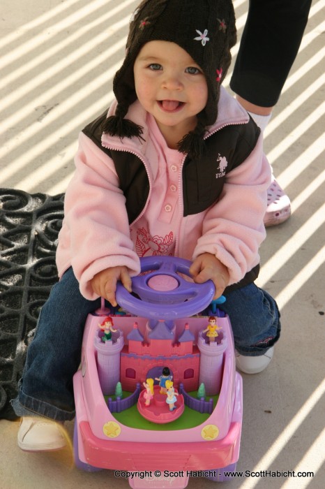 Ava, sporting the castle car.