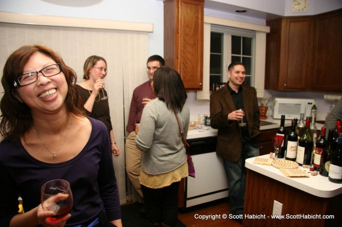 Jenny enjoying the various samplings available.