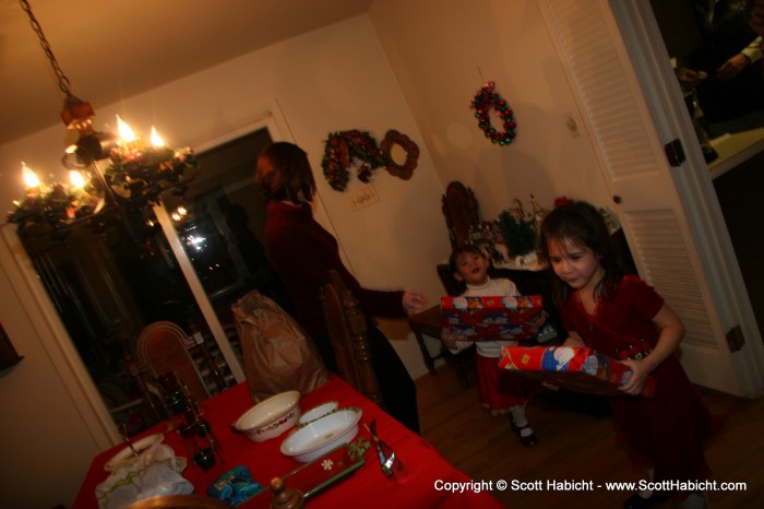 The girls got to open one gift each.....