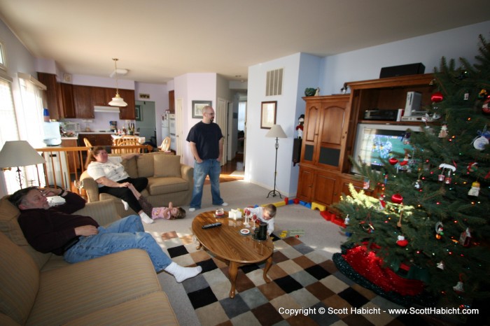 My parents stopped by one day to give the kids to Mathew and check out the house in its decorated glory.