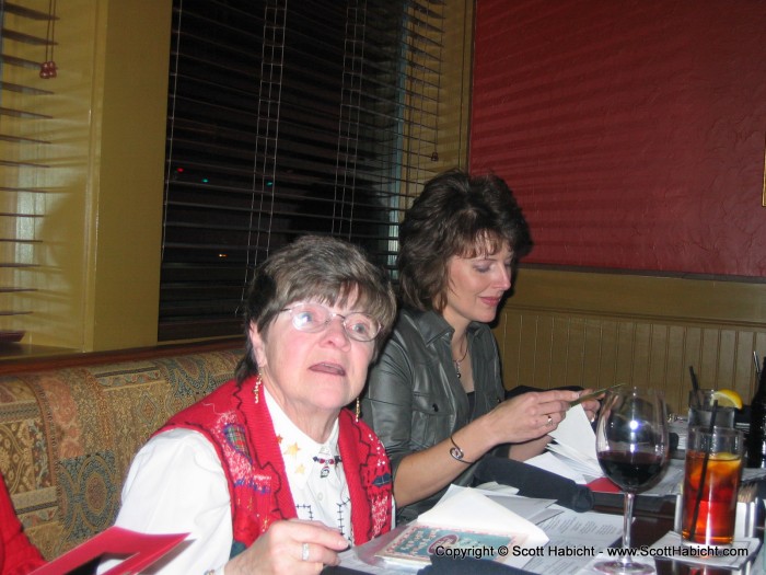 Becky admires her cards, while Joanne and Kelli proceeded to get plowed.