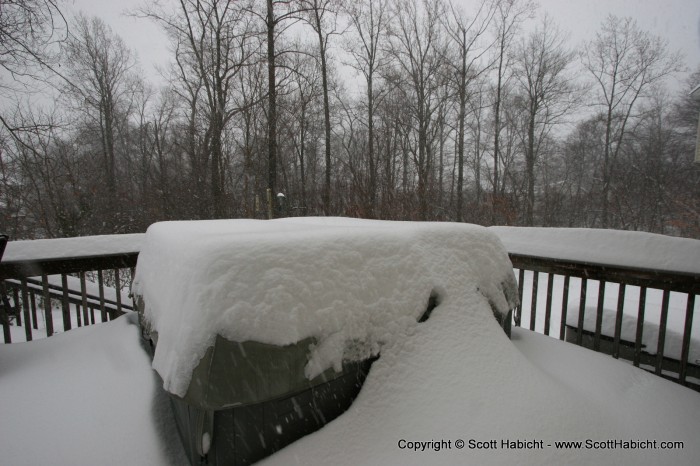 Kinda hard to get in the hot tub with all the snow.