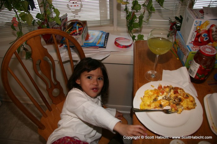 Kristi made omelets for everyone.