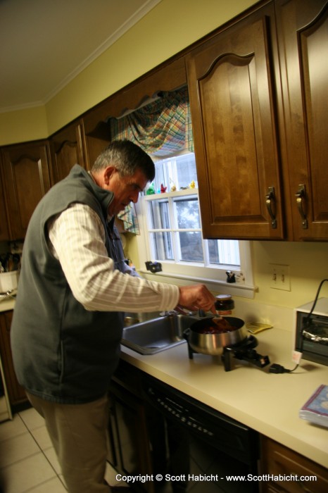 At Kelli's mom's, they were doing some cooking....