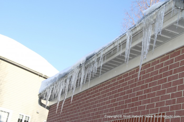 With this much cold and water comes big icicles.