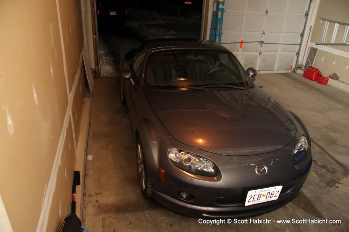 So I moved her car to my side while still in the garage. I should have done a time lapse photo of the 10 point turn.