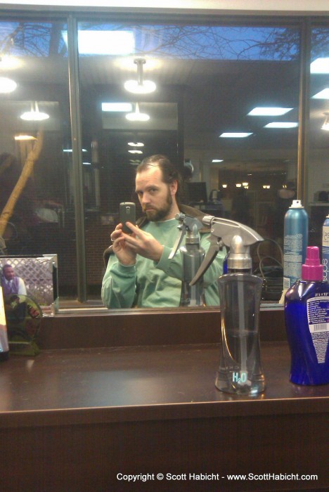 About to get the long hair cut off. Sexy, right?