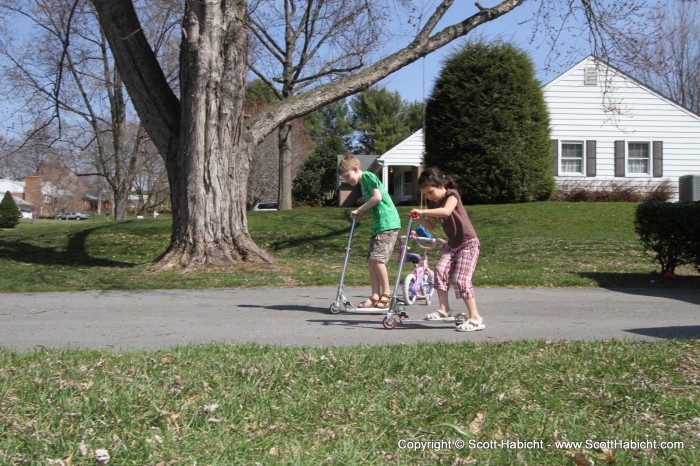 The kids from next door came over and played.