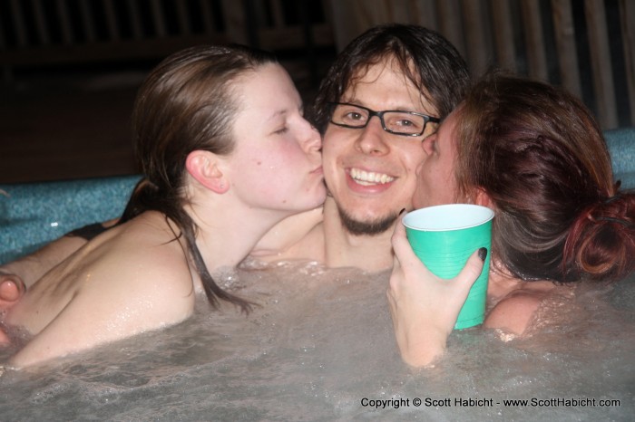 And then jumped in the hot tub.