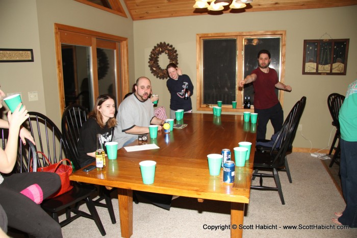 Because there wasn't enough drinking yet, we played beer pong. See the ball?