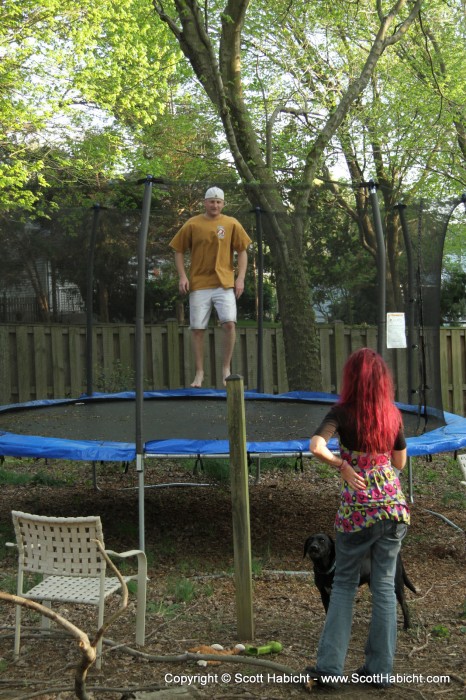 Brian has a trampoline....