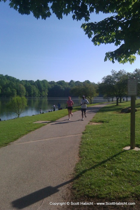 Kelli on a morning run with Ross at Centennial Park.