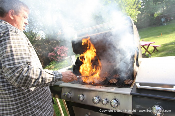 Back at the house, Mike fired up the grill for some food.