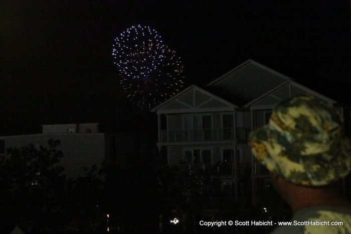 Eddie and I caught the fireworks from our bayside balcony.