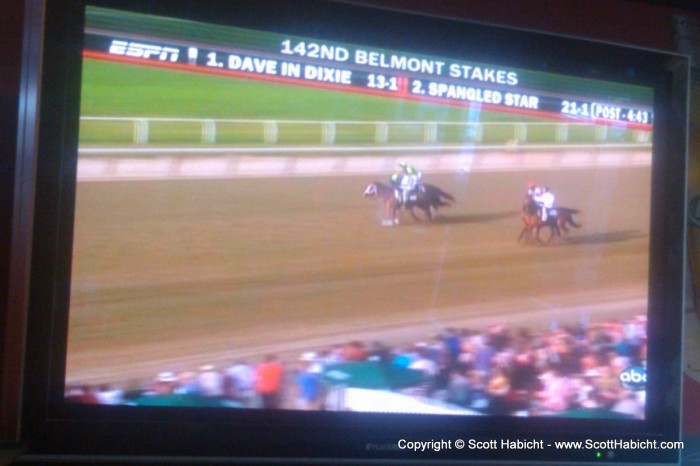 And while waiting for the food, watched the Belmont Stakes.