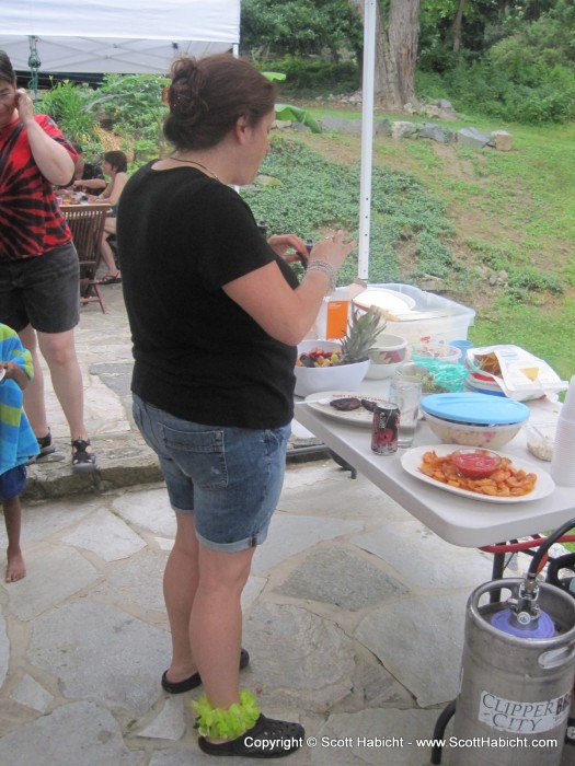 Kelli's party had plenty of food and beer on tap.