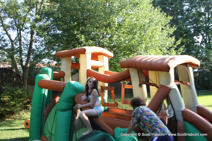 The fun thing about this moon bounce, is that it supports the weight of an adult.