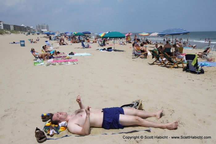 In between World Cup matches Walter layed out on the beach....