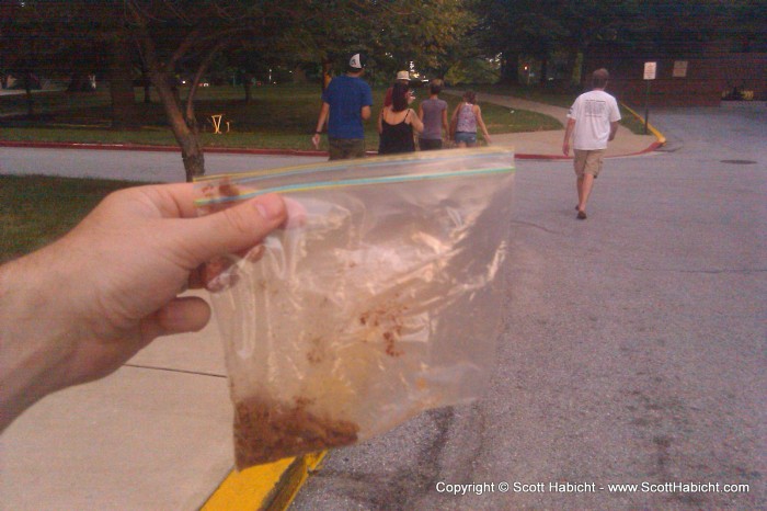 Going to a Jack Johnson concert at Merriweather Post Pavillion, and Joe offered me some cookie crumbs.