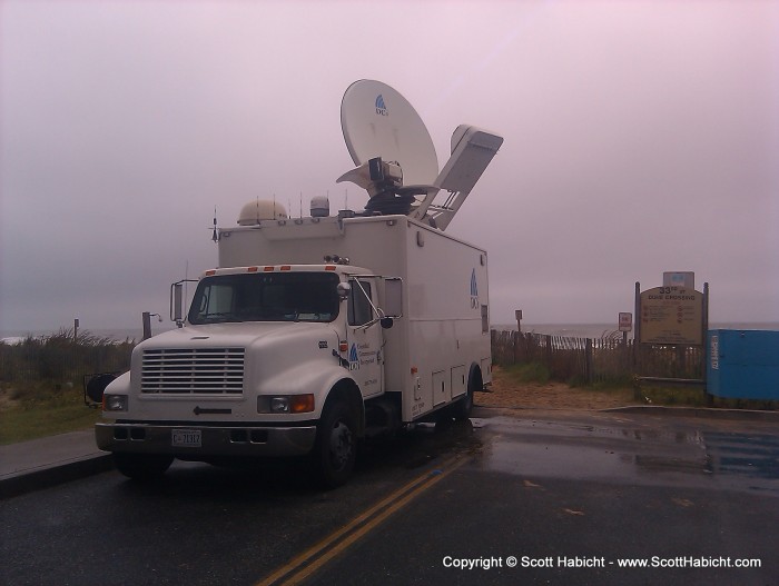 Various news outlets were in town to cover any calamities.