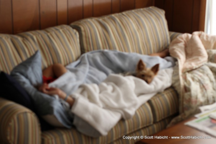 The next morning, Kelli grabbed a shot of Kristi and Riley sleeping.