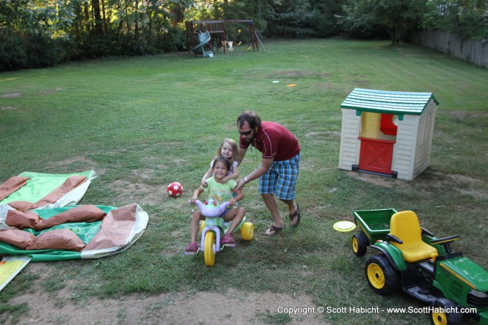 And then Jillian hitched a ride around the yard.