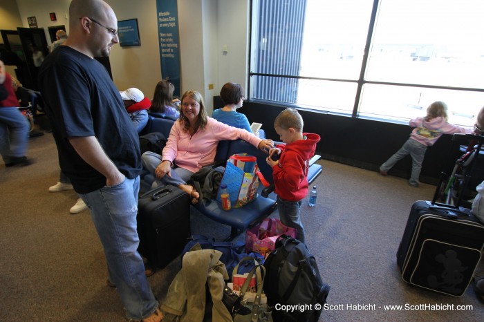 We meet my brother's family at the airport....