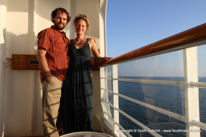 Time for dinner, and we posed on the balcony for a shot.