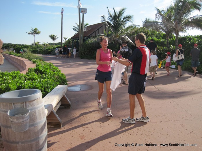 Of course, the only prize was a bottle of water and a towel.