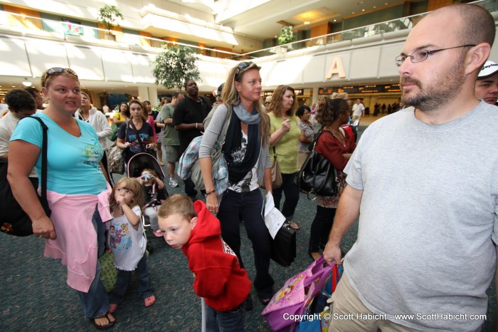 Ah, the calm relaxing scene of the airport security line.