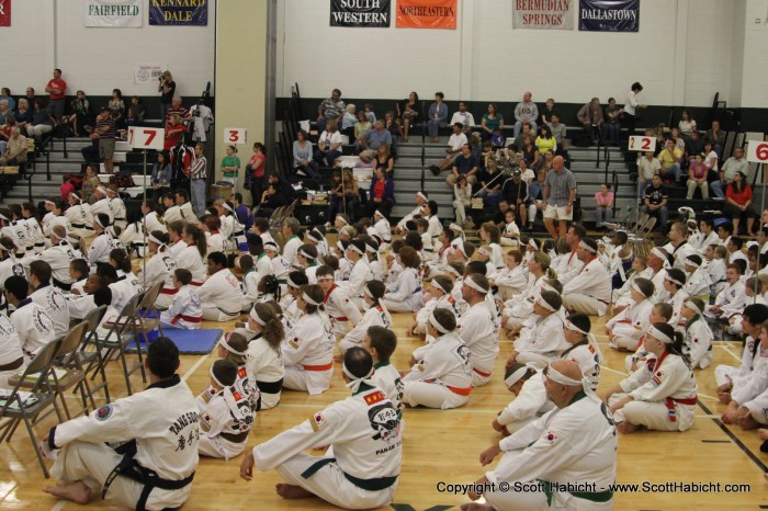 A karate competition. Find Taylor.