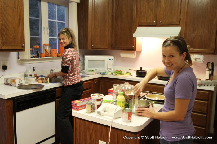 Chris and Lindsay came over to watch a movie, and Chris and I put the women to work making us dinner.