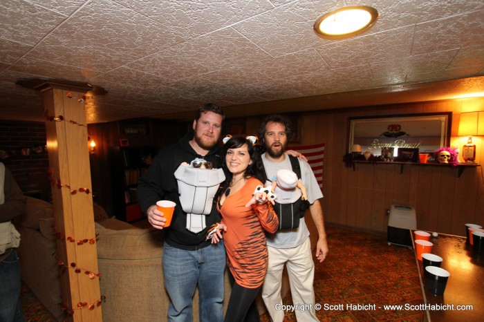 A popular costume this year, and the girl in the middle was Tyson's tiger from the same movie, The Hangover.