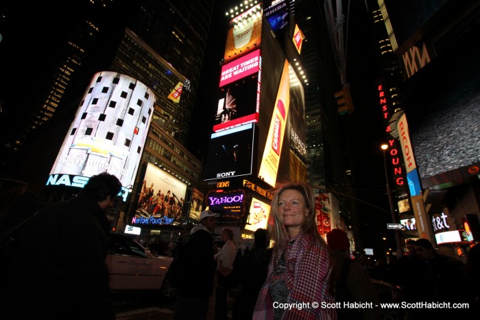 We were in town to see G-13, and Kelli posed in Times Square.