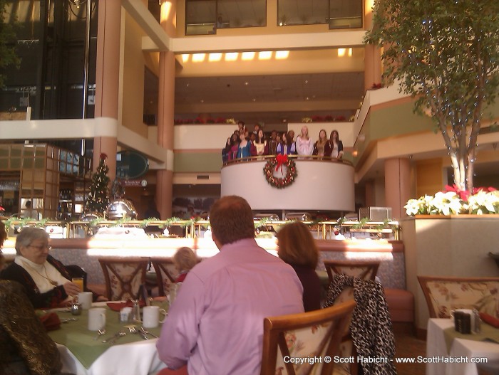 We went to brunch with my parents, and some carolers sang to us.