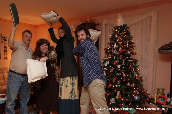 After dinner, we decied to end Christmas with a non-traditional pillow fight picture.