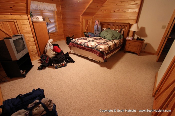 There were lots of footsteps overhead in our old room, so we moved to the room above the kitchen.