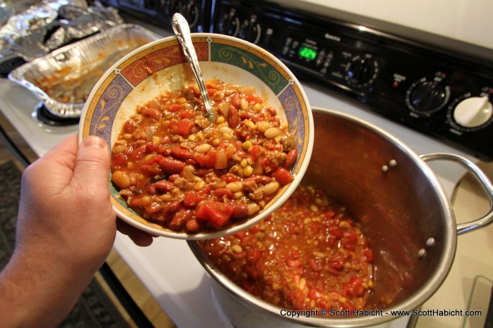 Vegetarian chili was made, and it was really good!!!!