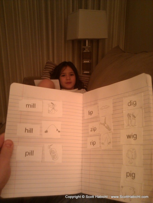 Babysitting Ashley, and I helped her with her homework.