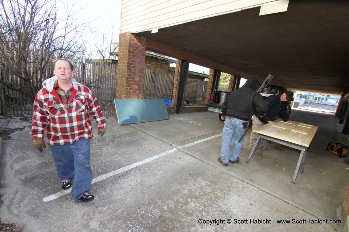 The night was really windy and ended up ripping Eddie's door off the hinges.