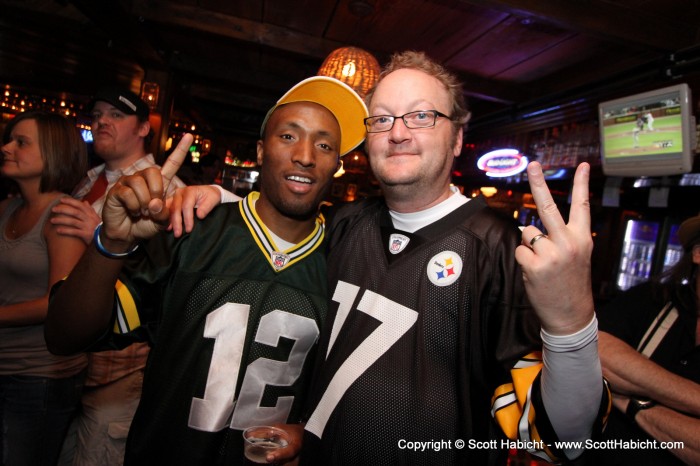 The only other guy wearing an NFL jersey, and I love the fact that it was the team that beat the Steelers in the Super Bowl.