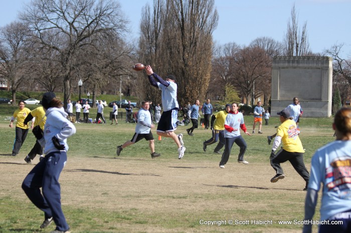 The star player makes a great grab.