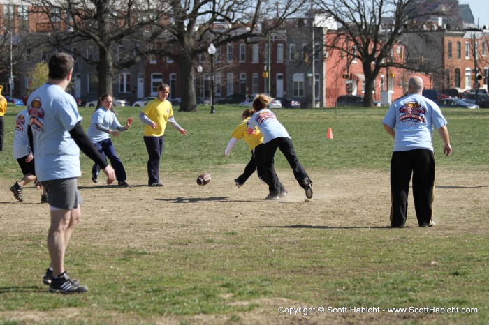 Kelli forces a fumble.