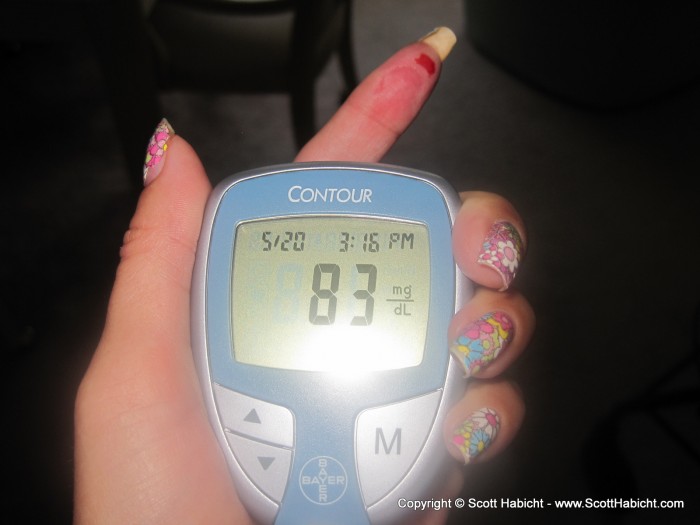 While Kelli was in Florida was the she checked both of thier insulin levels.