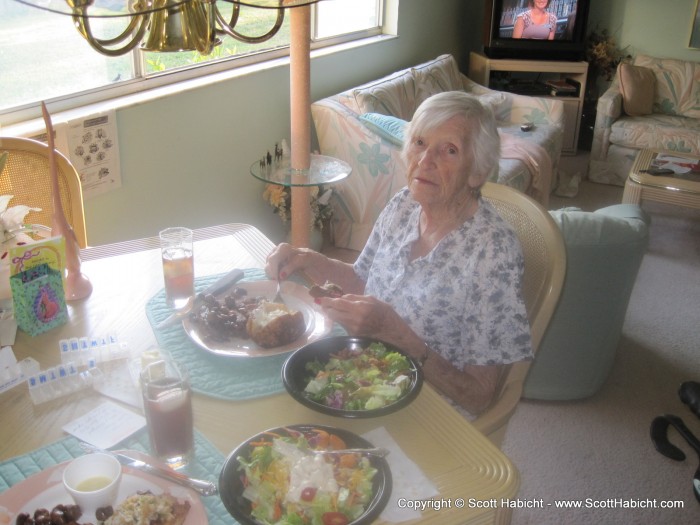 Instead of going out one night, they got takeout from Outback and had it at home.