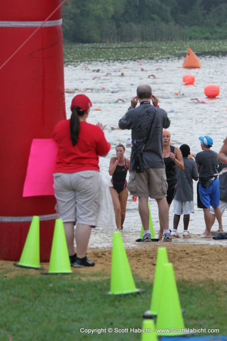 About 25 minutes and 0.6 miles later she emerged form the water.