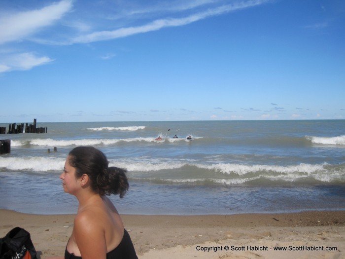 These surfers were out there all day.