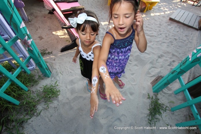 While the girls got their arms painted.