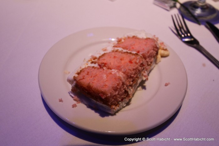 Not often you get pink cake at a wedding.